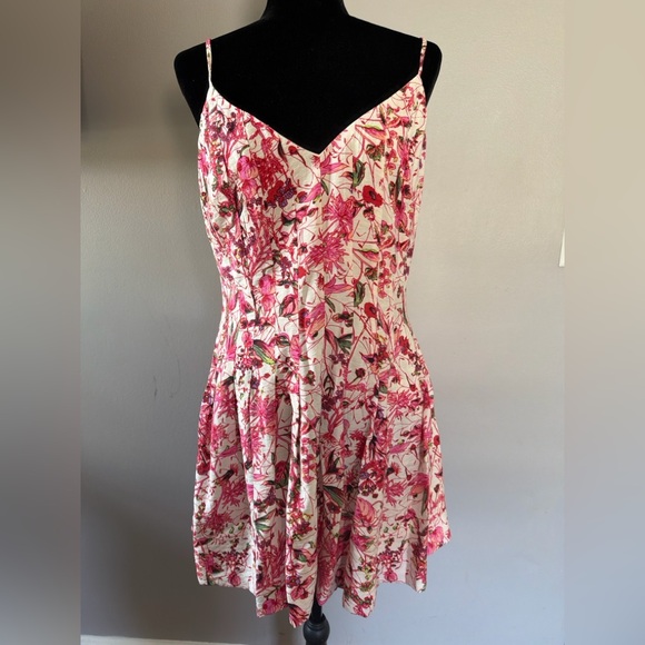 Anthropologie Pink Floral Midi Dress - Picture 2 of 11